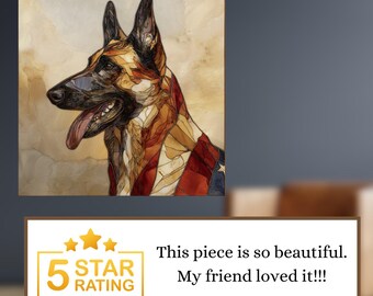 Belgian Malinois USA Flag Patriotic Dog Ceramic Tile thumbnail 4