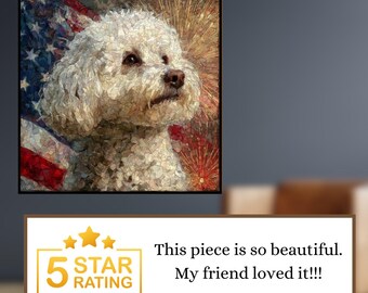 Bichon Frise USA Flag Patriotic Dog Ceramic Tile thumbnail 4