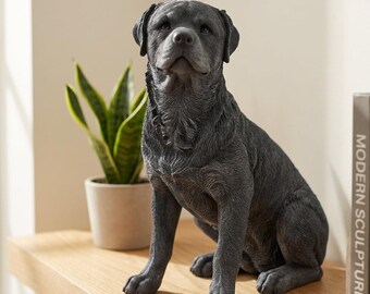 Rottweiler Realistic Seated Dog Statue thumbnail 1
