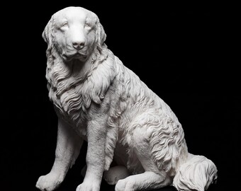 Great Pyrenees Realistic Seated Dog Statue thumbnail 2