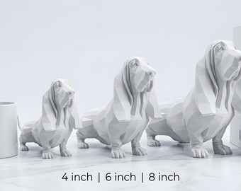 Basset Hound Low-Poly Geometric Dog Statue thumbnail 2