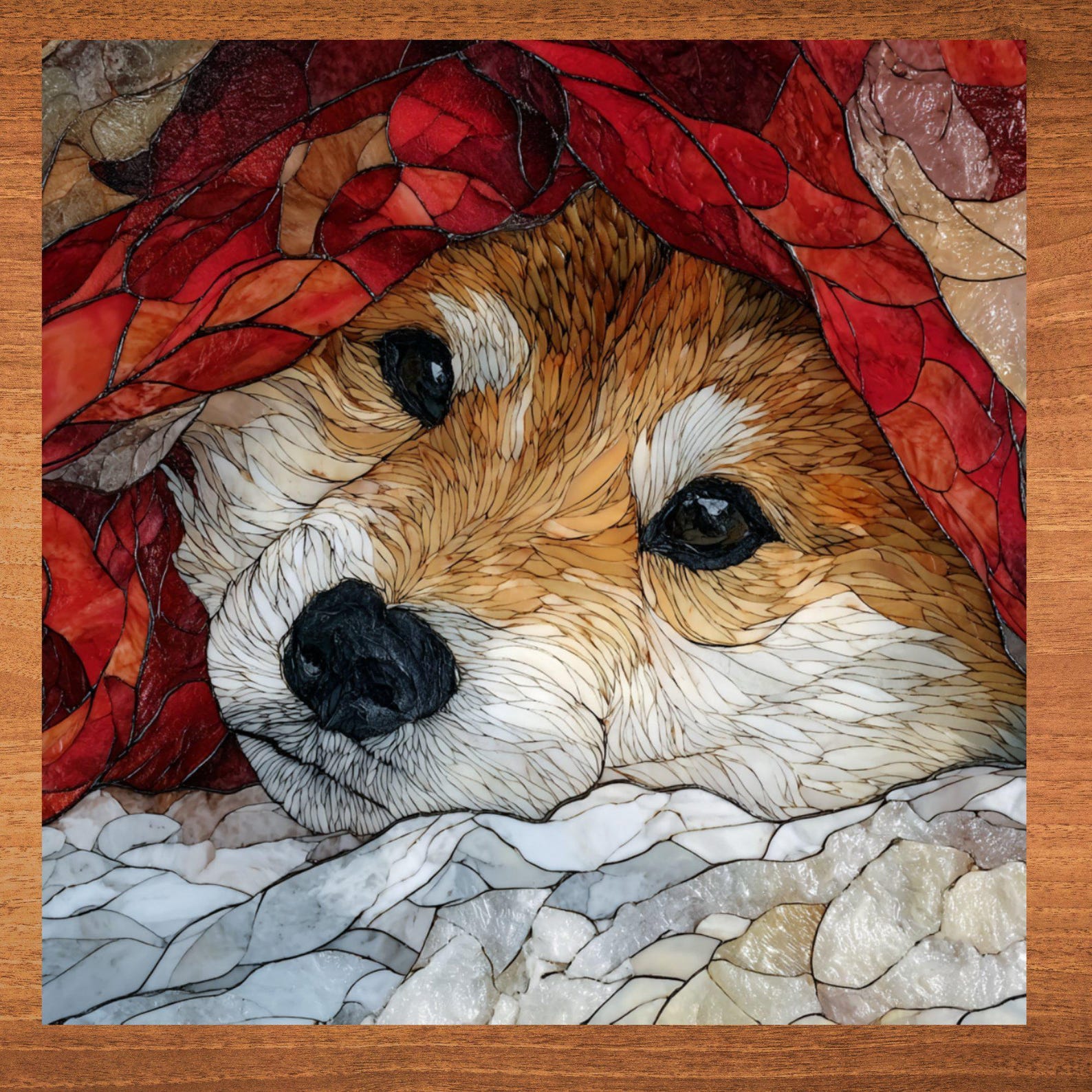 Akita Under the Blanket Ceramic Tile