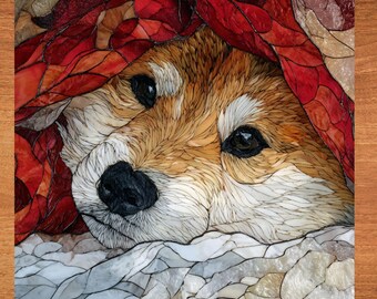 Akita Under the Blanket Ceramic Tile thumbnail 1