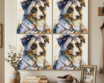 Australian Shepherd Spa Dog Ceramic Tile thumbnail 4