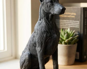 Doberman Pinscher Realistic Seated Dog Statue thumbnail 1