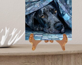 Great Dane Under the Blanket Ceramic Tile thumbnail 2