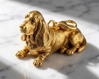 Basset Hound Gold Dog Sculpture Bag Charm thumbnail 2