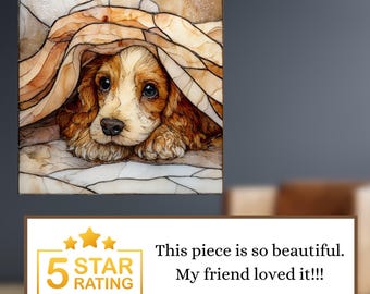 English Cocker Spaniel Under the Blanket Ceramic Tile thumbnail 3