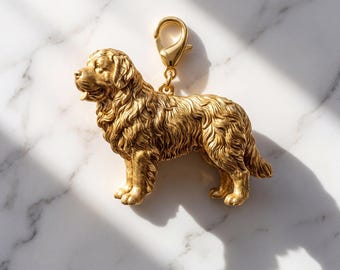 Newfoundland Gold Dog Sculpture Bag Charm thumbnail 2