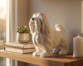 Havanese Low-Poly Geometric Dog Statue thumbnail 1