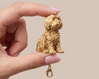 Maltese Gold Dog Sculpture Bag Charm thumbnail 4