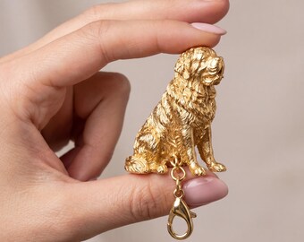 Saint Bernard Gold Dog Sculpture Bag Charm thumbnail 4