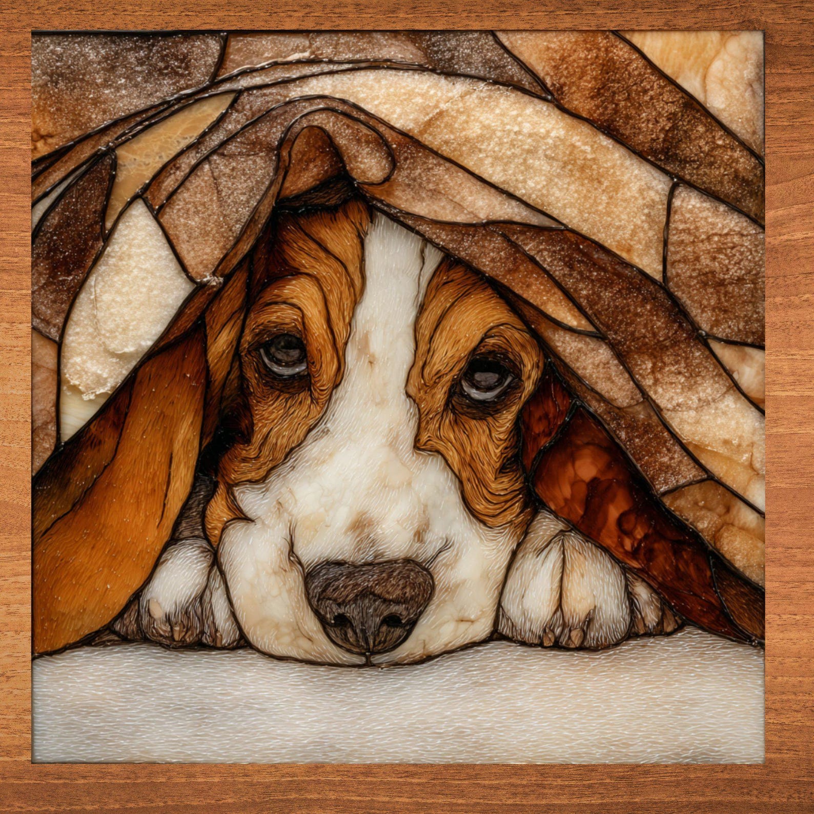 Basset Hound Under the Blanket Ceramic Tile