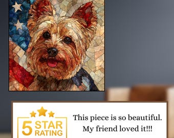 Yorkshire Terrier USA Flag Patriotic Dog Ceramic Tile thumbnail 4