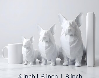 Pembroke Welsh Corgi Low-Poly Geometric Dog Statue thumbnail 3