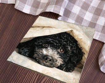 Standard Poodle Under the Blanket Ceramic Tile thumbnail 4