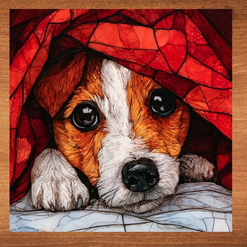 Russell Terrier Under the Blanket Ceramic Tile