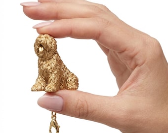 Old English Sheepdog Gold Dog Sculpture Bag Charm thumbnail 4