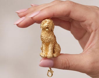 Aussiedoodle Gold Dog Sculpture Bag Charm thumbnail 4