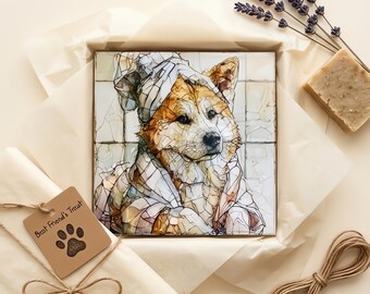 Akita Spa Dog Ceramic Tile thumbnail 2