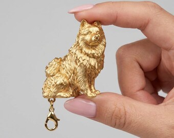 Keeshond Gold Dog Sculpture Bag Charm thumbnail 4