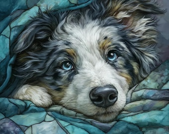 Shetland Sheepdog Under the Blanket Ceramic Tile thumbnail 1