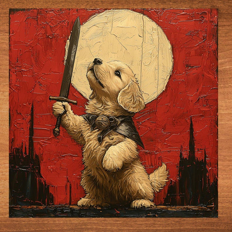 Golden Retriever Medieval Knight Dog Ceramic Tile