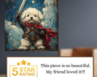 Bichon Frise Medieval Knight Dog Ceramic Tile thumbnail 3