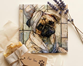 Pug Spa Dog Ceramic Tile thumbnail 2