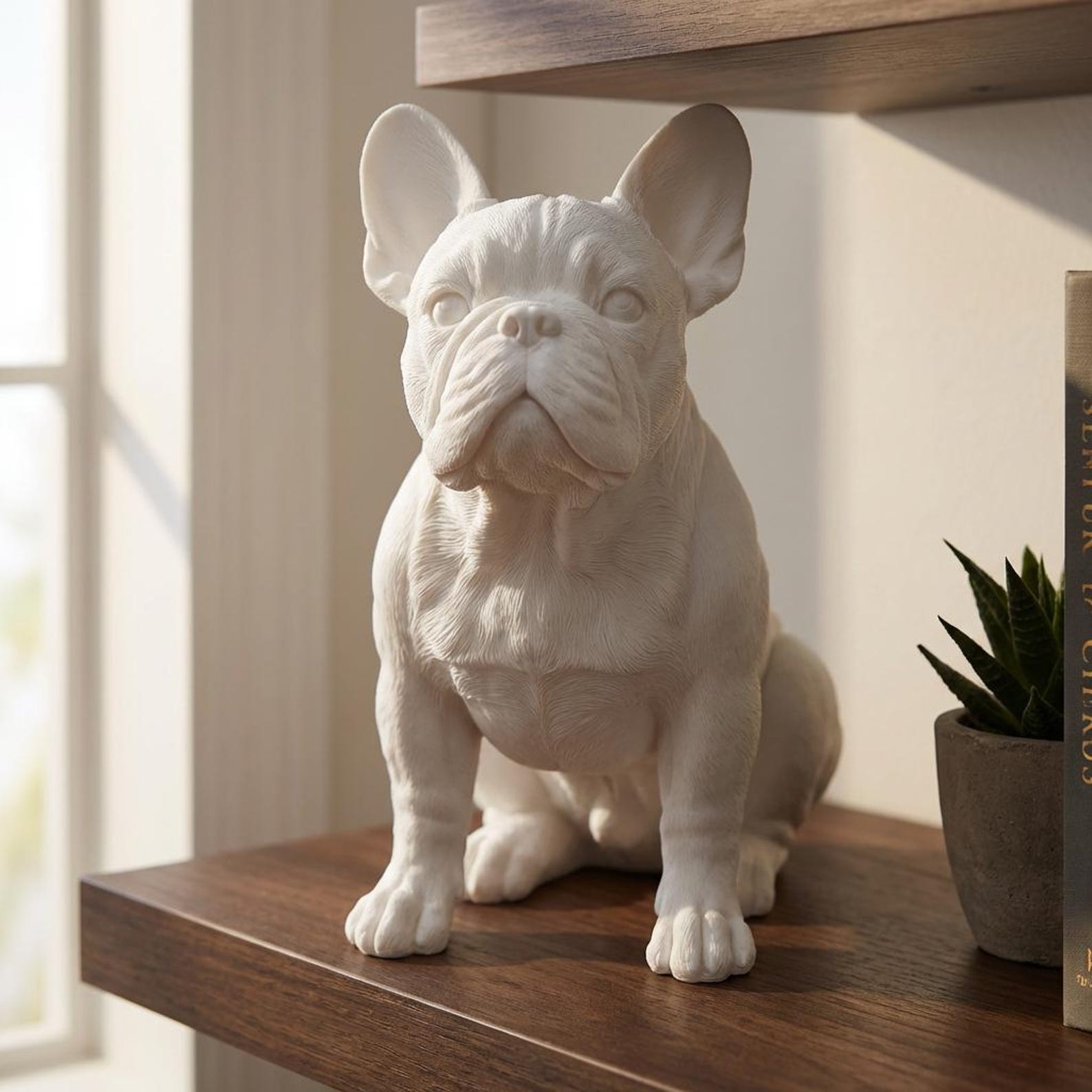 French Bulldog Realistic Seated Dog Statue