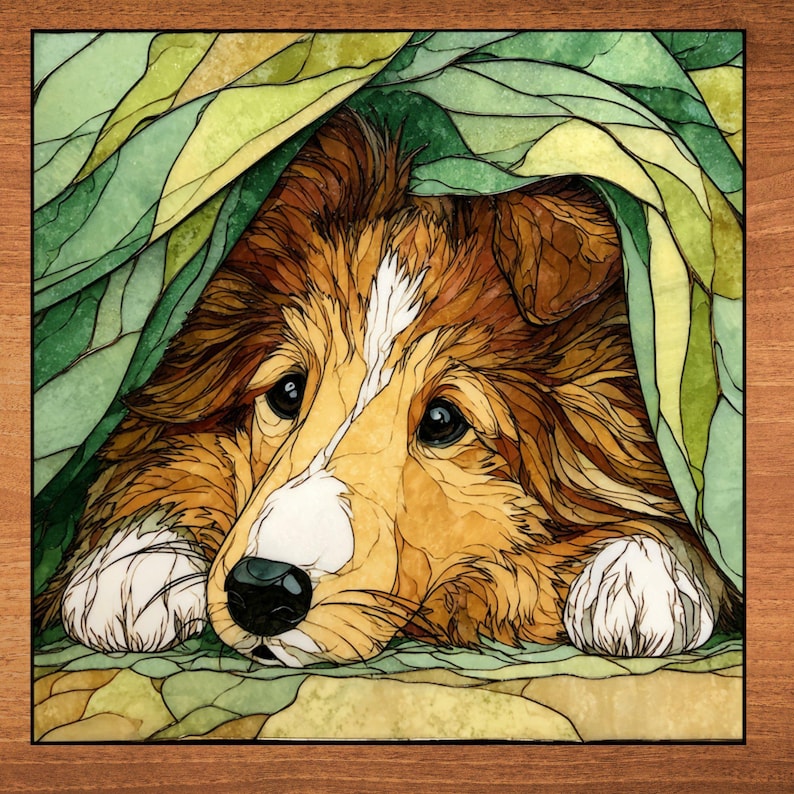 Border Collie Under the Blanket Ceramic Tile