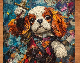 Cavalier King Charles Spaniel Medieval Knight Dog Ceramic Tile thumbnail 1