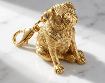 Pug Gold Dog Sculpture Bag Charm thumbnail 2
