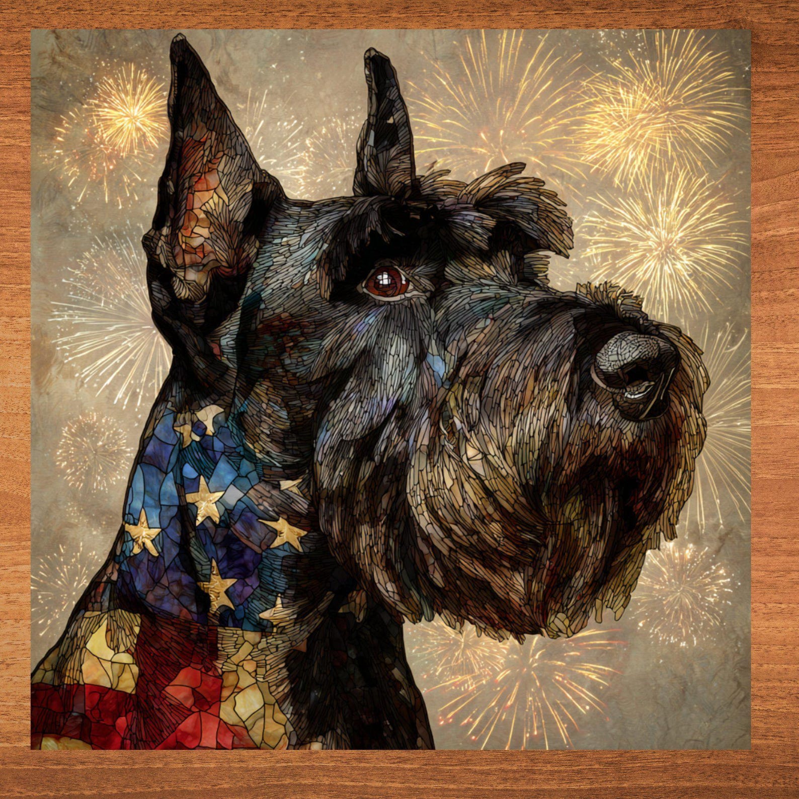 Miniature Schnauzer USA Flag Patriotic Dog Ceramic Tile