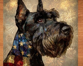 Miniature Schnauzer USA Flag Patriotic Dog Ceramic Tile thumbnail 1