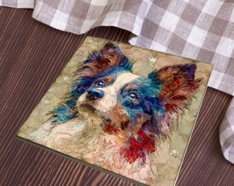 Papillon USA Flag Patriotic Dog Ceramic Tile thumbnail 3