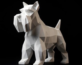 Miniature Schnauzer Low-Poly Geometric Dog Statue thumbnail 2