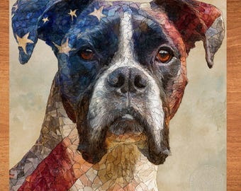Boxer USA Flag Patriotic Dog Ceramic Tile thumbnail 1