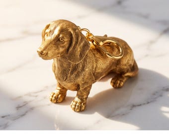 Dachshund Gold Dog Sculpture Bag Charm thumbnail 2