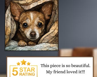 Chihuahua Under the Blanket Ceramic Tile thumbnail 3