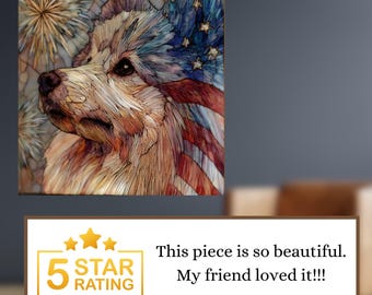 Keeshond USA Flag Patriotic Dog Ceramic Tile thumbnail 4