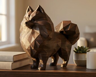Pomeranian Low-Poly Geometric Dog Statue thumbnail 4