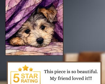 Yorkipoo Under the Blanket Ceramic Tile thumbnail 3