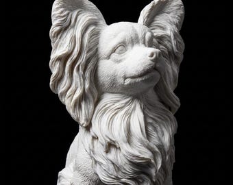Papillon Realistic Seated Dog Statue thumbnail 2