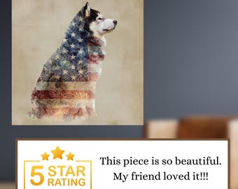 Akita USA Flag Patriotic Dog Ceramic Tile thumbnail 4