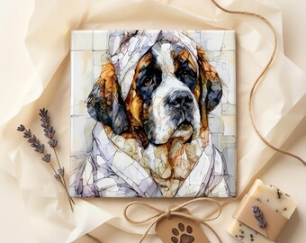 Saint Bernard Spa Dog Ceramic Tile thumbnail 2