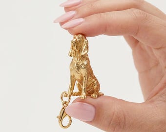 Bloodhound Gold Dog Sculpture Bag Charm thumbnail 4
