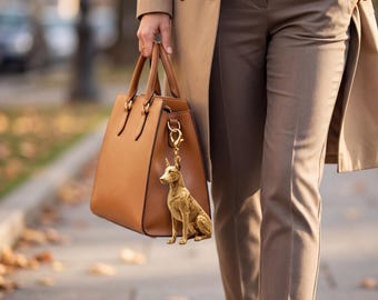 Doberman Pinscher Gold Dog Sculpture Bag Charm thumbnail 3
