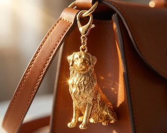 Australian Shepherd Gold Dog Sculpture Bag Charm thumbnail 1