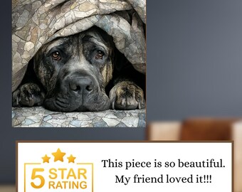 English Mastiff Under the Blanket Ceramic Tile thumbnail 3